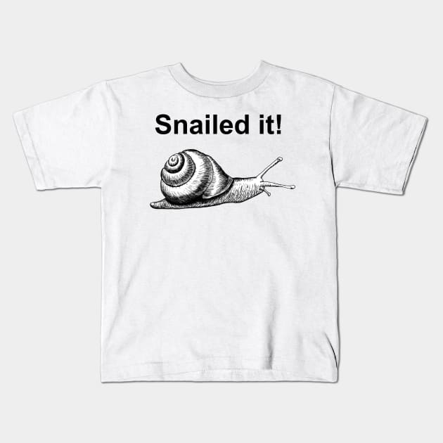 Hand drawn Snail using pen and ink with funny sign Kids T-Shirt by jitkaegressy